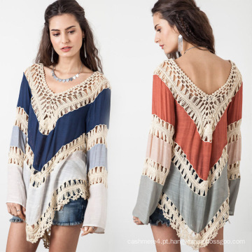 Macacão de banho feminino de verão Bohemia sexy crochet biniki swim cover up